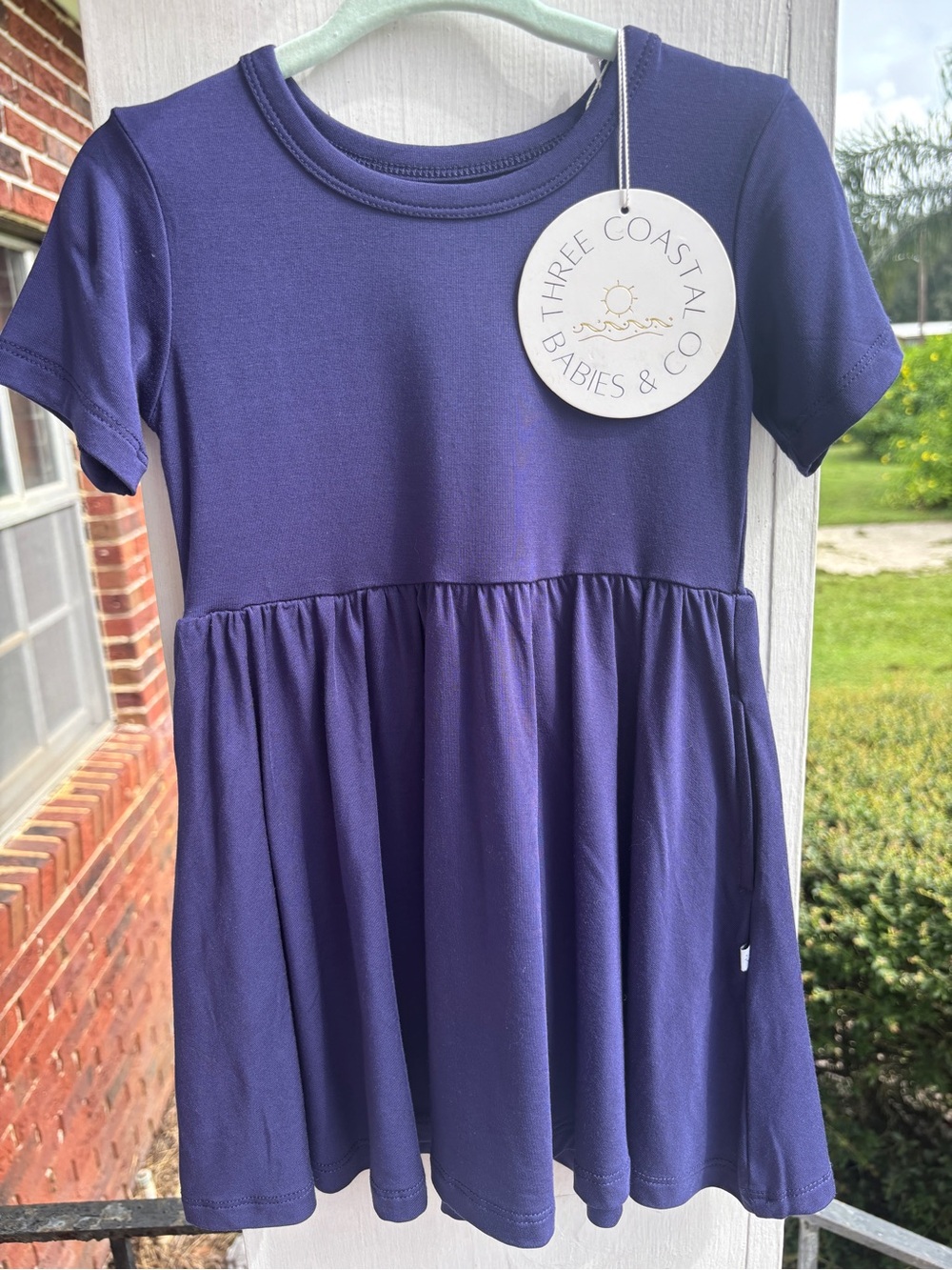 three coastal babies & co 2t navy bamboo twirl dress soft stretchy basic